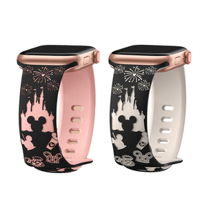 Cinturini in silicone bicolore con castello in rilievo compatibili con <span class=keywords><strong>Apple</strong></span> <span class=keywords><strong>Watch</strong></span> Series 8/7/Ultra 3 4 5 6 <span class=keywords><strong>SE</strong></span> - Product Image 2
