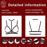Harnais de corps noir élastique à bretelles pour femmes, style collier ras-du-cou et cage, avec sangle de corps réglable, pour la vie nocturne et le streetwear