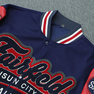 Veste de Baseball Homme en Cuir PU avec Manches en Similicuir, Broderie Chenille, Style Universitaire, Vente en Gros, Livraison Directe, Haute Qualité - Product Image 5