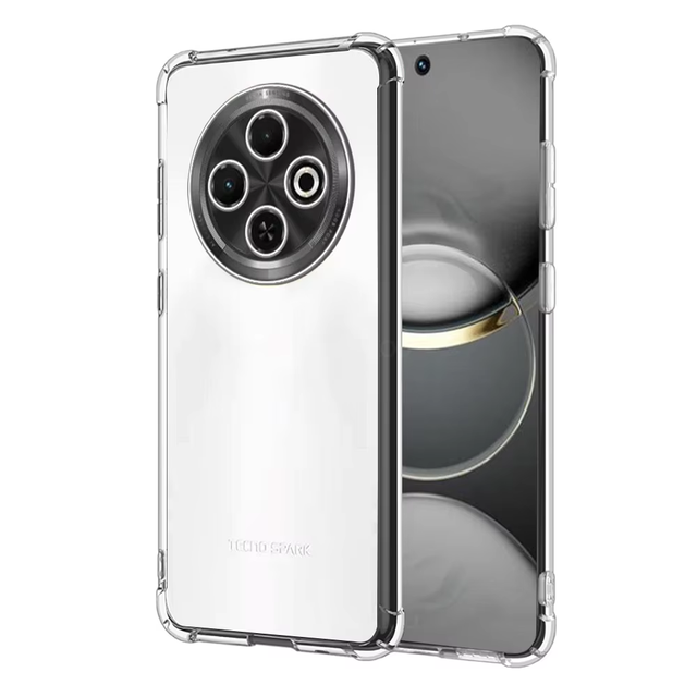 Four Corner Silicone Phone Case for Tecno Spark 30C 5G 1.5mm Clear Shockproof Soft TPU Back Cover