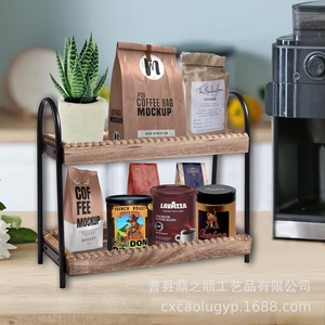 Double Layer Desktop <b>Shelving</b> <b>Unit</b> Iron Wood <b>Storage</b> Rack For Bathroom Toiletries Personal Care Products Standing Type Rectangle - Product Image 3