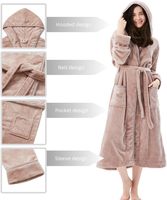 Peignoir à capuche de qualité supérieure pour femmes, en tissu polaire doux et moelleux, chaud et long