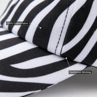 Casquette de baseball personnalisée à motif zèbre, casquette tendance à imprimé animal pour hommes et femmes, vente directe usine, faible MOQ, streetwear mode, snapback
