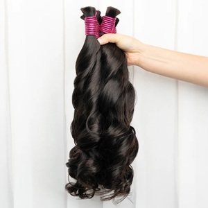 100g di Capelli Indiani in Bulk per Trecce, Ricci Francesi, Trecce Boho, Onde Morbide, Ricci Elastici, Estensione di Colore Scuro Solo per Permanente - Product Image 5