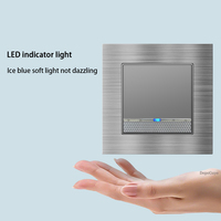 Panneau d'interrupteur électrique universel en aluminium brossé avec éclairage LED, chargeur USB Type-C, prise murale industrielle en métal gris, 13A 16A, norme britannique