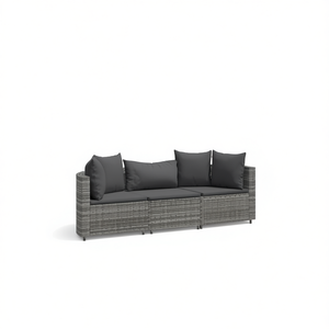 Set di 3 Divani da Esterno in Rattan Grigio Antracite per Giardino, Relax e Arredamento Outdoor dal Design Contemporaneo - Product Image 1