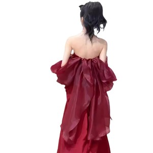 S0225A Abito da Sposa in Raso, Vestito da Sera a Sirena di Alta Gamma per Piccola Sposa, Vestaglia da Sera per Feste - Product Image 5