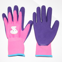 Gants de sécurité pour jeunes SUNCEND personnalisables en gros, haute qualité, 13 jauges, polyester, paume enduite de mousse de latex violette, doublure rose