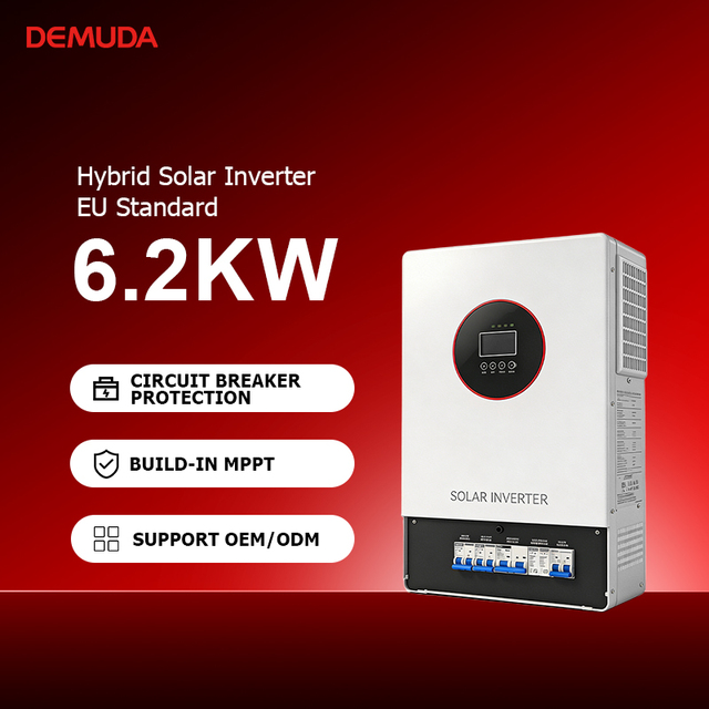 DEMUDA 6kw 6.2kw Air Circuit Breaker Protection on off Grid Hybrid Solar Inverter for 48V Lead Acid/Lithium Batteries System