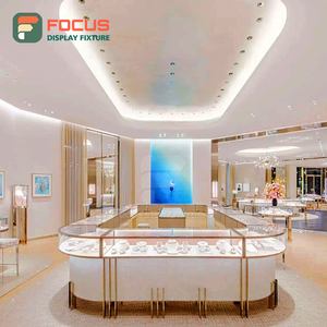 Vitrine de présentation de bijoux en bois de luxe avec éclairage LED, vitrine moderne haut de gamme pour la présentation en magasin de bijoux - Product Image 1