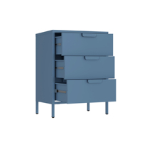 Armoire de rangement à 3 tiroirs en métal bleu pour salle à manger, nouveau design, commode contemporaine en acier pour salon