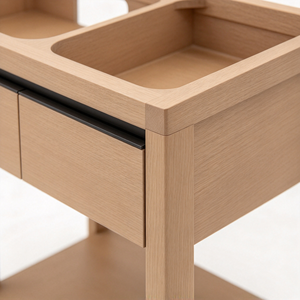 Mueble de Baño Moderno de Madera Maciza con Base y Estante Abierto, Muebles al por Mayor para Hotel - Product Image 4