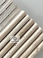 Belle planche murale moderne salle de bain travertin marbre mosaïque carrelage rétro mosaïque pour pilier décoration pierre naturelle cannelée