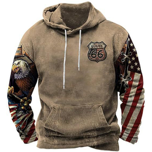 Sudadera con Capucha Vintage Rode 66, Conjuntos Deportivos Personalizados, Estampado de Águila Estadounidense, Sudadera de Talla Grande para Hombre, Sudadera de Moda - Product Image 5