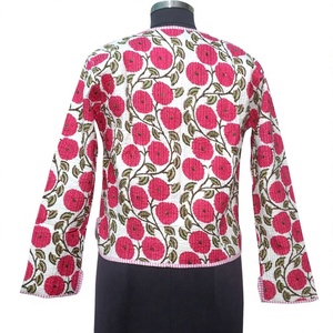 Veste courte en coton matelassé de style bohème indien pour femmes, nouveau style, imprimé floral, rayures tricotées, écologique, respirante - Product Image 6