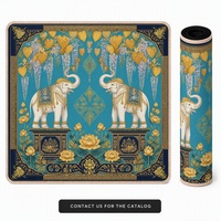 Tapis de jeu de mahjong américain en caoutchouc naturel bleu de luxe, design personnalisable, 31,5 pouces