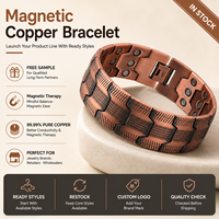 Bracelet magnétique en cuivre pur pour thérapie magnétique, motif croix vintage, vente en gros, personnalisable