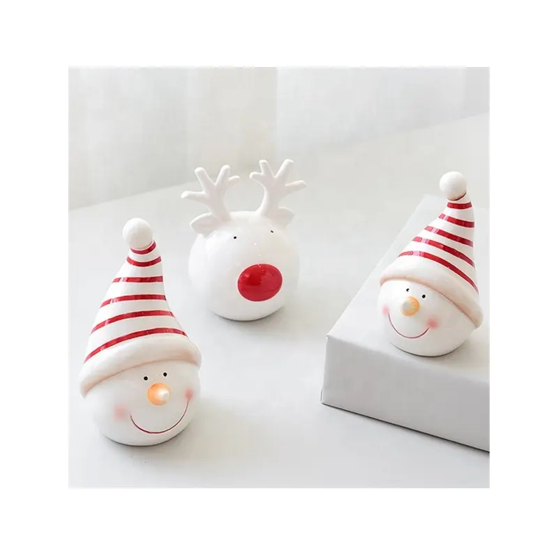 Angepasst Nette Keramik Elch Schneemann Mit Hüte für Ornamente Weihnachten