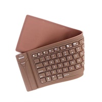 Keyboard Mini nirkabel BT, papan ketik silikon lembut dapat dilipat tahan air