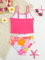 Traje de Baño de Dos Piezas para Niñas de 8 a 12 Años, Cintura Alta, Estampado, Bikini para Playa, Verano, Adolescentes