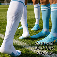Chaussettes de football personnalisées haute performance, faible MOQ, pour clubs et équipes, avec coussinets antidérapants, en nylon respirant, pour hommes