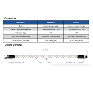 Câble coaxial RF à phase stable haute performance série EPL26, DC 26,5 GHz, 3,5 mm, assemblage de câble de <span class=keywords><strong>test</strong></span> de précision flexible avec blindage - Product Image 5