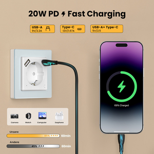 Prise murale intelligente AVATTO WOT20-EU 20W PD USB-C Charge rapide WiFi 2.4G Surveillance de la consommation d'énergie Protection contre les surcharges Installation flexible - Product Image 2