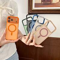 Coque de téléphone magnétique transparente en TPU+PC dépoli pour iPhone 17 16 15 14 Pro Max, emballage en boîte