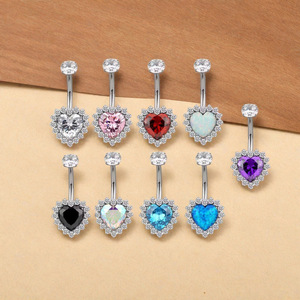 Heart Shaped Belly Button <b>Ring</b> G23 <b>Titanium</b> Plated Zircon Navel Jewelry For Women Gift - Product Image 3