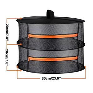 Double-Tier Collapsible Hanging Mesh <b>Drying</b> <b>Rack</b> Black Round Hook Type Outdoor Storage Multifunctional - Product Image 2