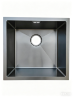 Évier de cuisine carré simple en acier inoxydable 304 brossé noir, fait main, 50*45cm, à encastrer, moderne et intelligent