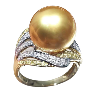 Anello di perle in <span class=keywords><strong>argento</strong></span> <span class=keywords><strong>925</strong></span> <span class=keywords><strong>e</strong></span> oro Nanyang tutto-Match femminile perfetto cerchio gioielli in acciaio inox materiale di spessore del mare - Product Image 1