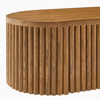 Meuble console mural flottant en bois de noyer, design cannelé, bords arrondis, mobilier moderne, fabricant, vente en gros, OEM