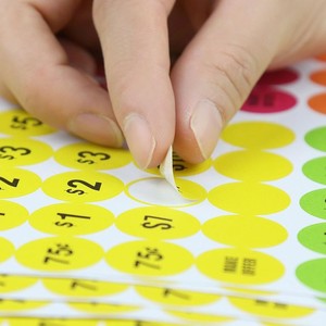 Colorful Circular Price Stickers Fluorescent <b>Paper</b> Self-adhesive Labels For Promotional Activities - Product Image 2