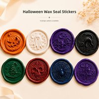Étiquettes de cire à cacheter pré-faites pour Halloween en gros, motifs Jack-o'-lantern, Chat noir, Toile d'araignée, Château fantôme pour emballage cadeau