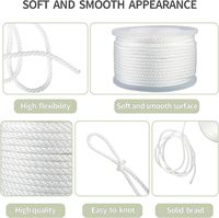 Corde tressée solide en nylon blanc à faible élasticité, résistante à l'abrasion et aux UV, pour mât de drapeau, longe, corde à linge, camping et artisanat