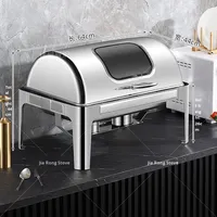 Réchaud à alcool isotherme en acier inoxydable plaqué argent pour hôtels, restaurants et buffets, vaisselle de petit-déjeuner dorée à couvercle rabattable, pour le marché international
