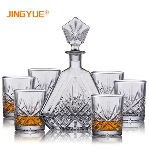 Juego de decantador Triangular de cristal irlandés con copas de Whisky, botella de vidrio de 750ml, para vino, licor, Whisky, 7 unidades