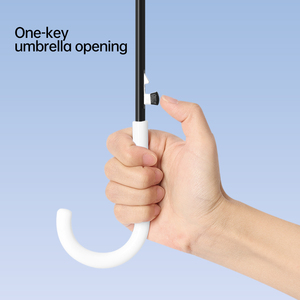 卸売プロモーション半自動クリアストレート傘翻訳傘PVC防雨カスタム印刷Jハンドル - Product Image 4