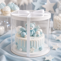 Boîte d'emballage ronde pour gâteau en PET jetable avec couvercle transparent et plateau inférieur pour boulangerie, vente en gros