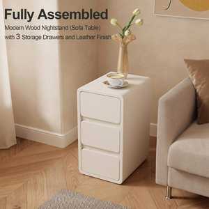 Mesita de Noche <span class=keywords><strong>Estrecha</strong></span> de Color Puro Simple con 2-3 <span class=keywords><strong>Cajones</strong></span>, Cómoda de Almacenamiento Moderna de Madera Maciza, Adecuada para Muebles de Dormitorio. - Product Image 4