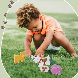 Puzzle en bois pour enfants, jeu de correspondance des formes d'animaux, jouet éducatif cognitif pour l'apprentissage précoce, pour les tout-petits d'âge préscolaire - Product Image 2