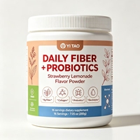 Poudre de fibres probiotiques quotidiennes saveur fraise-limonade avec collagène et électrolytes pour soutenir l'équilibre intestinal et la santé, complément alimentaire