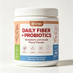 Poudre de fibres probiotiques quotidiennes saveur fraise-limonade avec collagène et électrolytes pour soutenir l'équilibre intestinal et la santé, complément alimentaire - Product Image 1