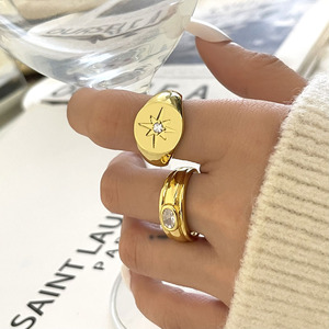 Non Tarnish Dainty Chunky Thick 18k <strong>Gold</strong> Plated <strong>Ring</strong> Cubic Zirconia <strong>Thumb</strong> <strong>Rings</strong> for Women and Men - Product Image 4