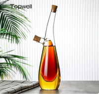 Botol Minyak & Cuka Kaca Buatan Tangan Berkualitas Tinggi Dengan Dua Cerat, Dispenser Kaca Borosilikat Tinggi Dengan Sumbat Gabus Untuk Bumbu Dapur Rumah