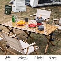 Table pliante en aluminium ultralégère, portable, pliable, table de camping à effet bois, bureau pliable pour pique-nique en plein air, camping, barbecue