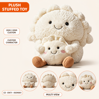 Paire de jouets en peluche à bords festonnés, en forme de boulette, avec dessus plissé et petits pieds, souvenirs pour panier-cadeau de boulangerie