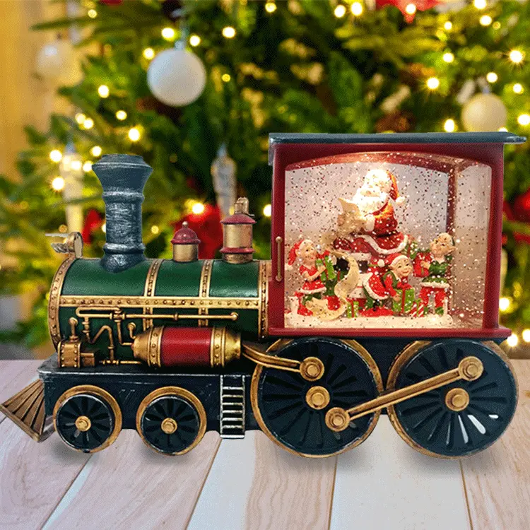 Рождественские подарки, детские игрушки, огни для сцены Санта-Клауса, светильник, дизайн поезда, светодиодный фонарь для воды, снежный шар, Рождественский фонарь
