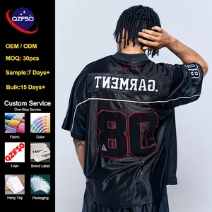 QZFSO Custom 90s Retro Football Shirt Sleeve Stripe Sports <b>Top</b> Shiny Satin Oversized Team Wear Patchwork Panel Jersey - Product Image 2